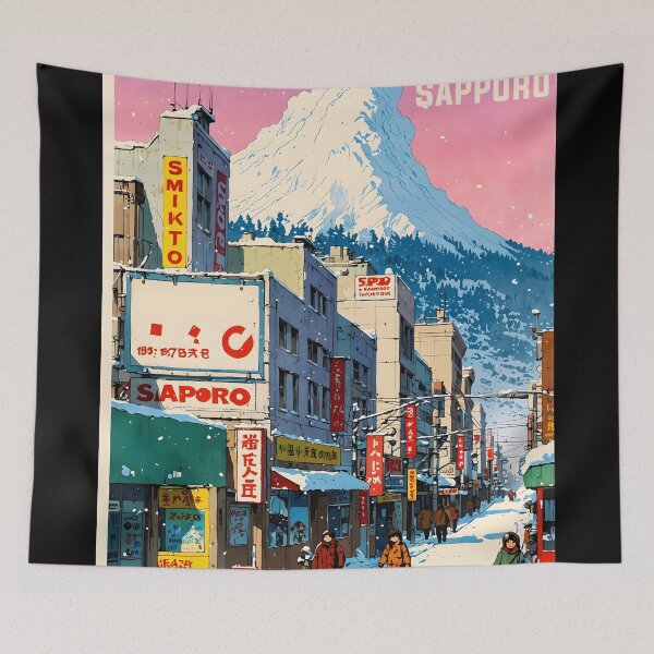 Item preview, Sapporo Japan Retro Anime Girl 80s Vintage Travel designed and sold by Retro-Anime9.