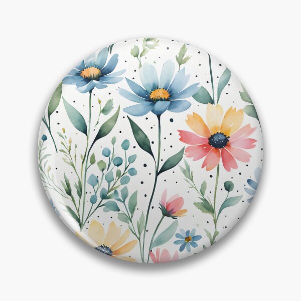 Item preview, wildflowers with dots pattern designed and sold by Naturitude.