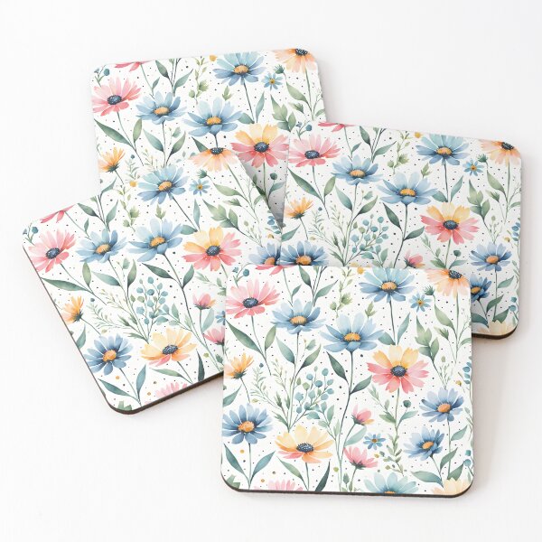 Item preview, wildflowers with dots pattern designed and sold by Naturitude.
