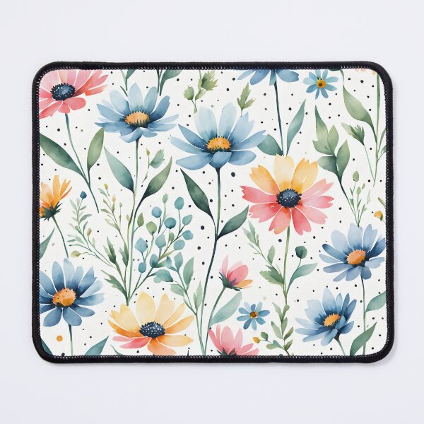 Item preview, wildflowers with dots pattern designed and sold by Naturitude.