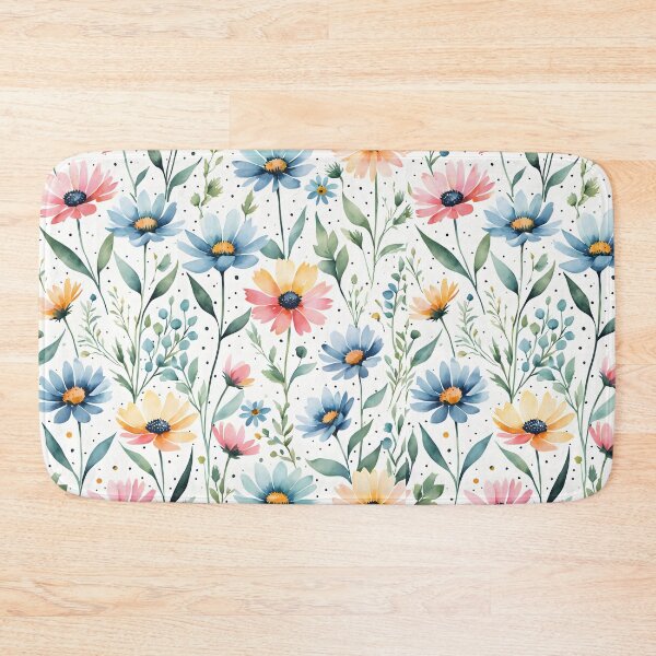 Item preview, wildflowers with dots pattern designed and sold by Naturitude.