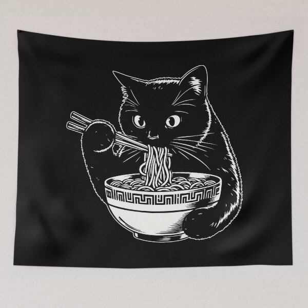 Item preview, Cat Eating Ramen Noodles Japanese Funny designed and sold by TomFrontierArt.
