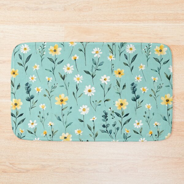 Item preview, Turquoise flower meadow with white flowers designed and sold by Naturitude.