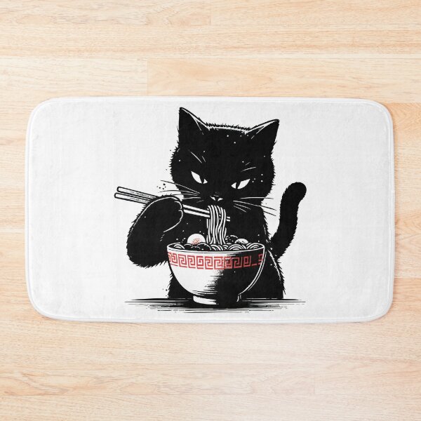 Item preview, Cat Eating Ramen Noodles Japanese designed and sold by TomFrontierArt.