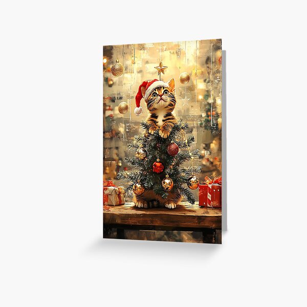 Item preview, Santa Cat and the Holiday Tree designed and sold by NomadicDreamer.