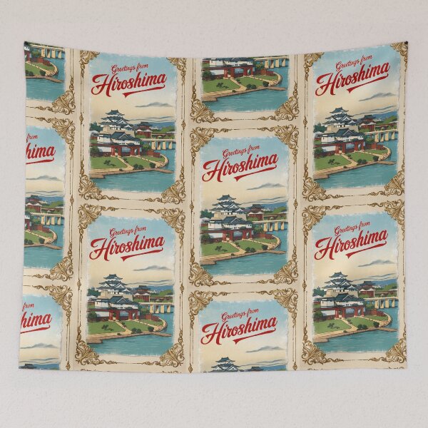 Item preview, Hiroshima Japan Vintage Travel Retro Postcard Design designed and sold by TravelPostcardGems.