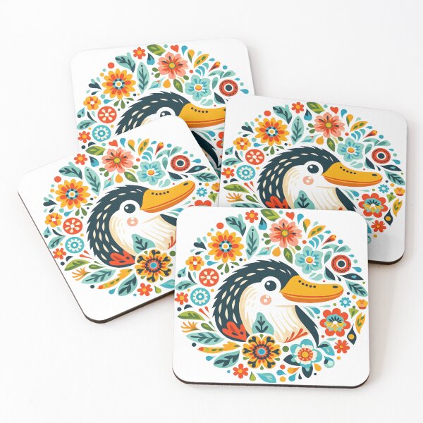 Item preview, Scandinavian Folk Art smiling Platypus designed and sold by FOLK ART FUSION by heidiannemorris.