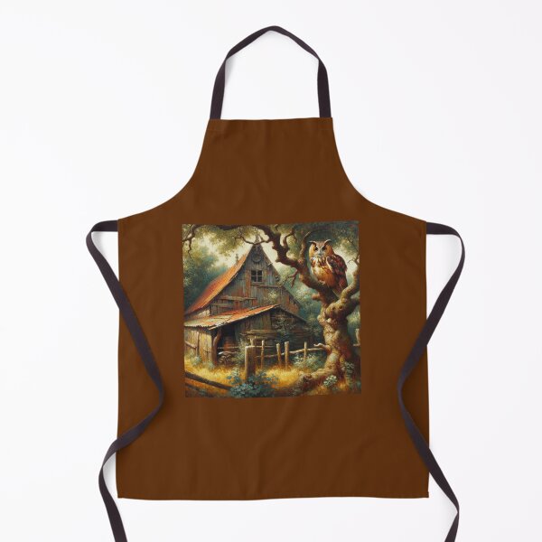 Item preview, "Majestic Owl Overlooking a Rustic Barn in the Woods" designed and sold by mustardseed-410.