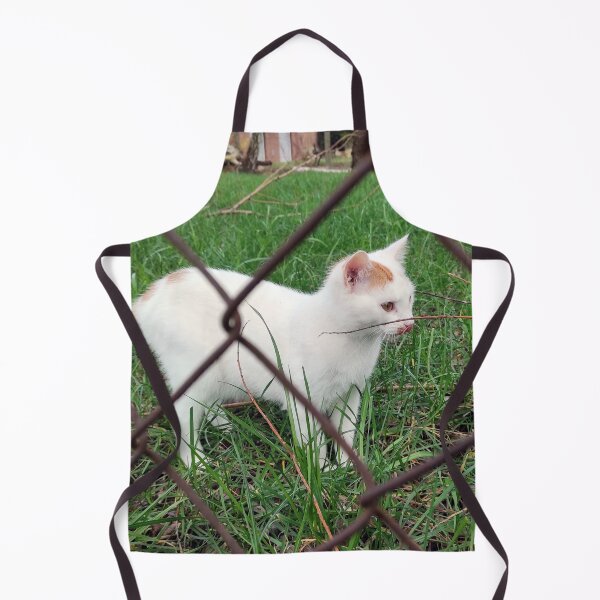Item preview, White cat on lawn designed and sold by Gourmetkater.