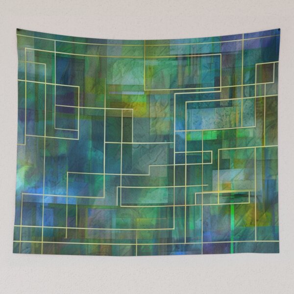 Item preview, Clear blue and green tones in geometric pattern designed and sold by Sigtrix.