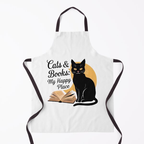 Item preview, "Cats & Books: My Happy Place" Black Cat Silhouette - Cat Lovers designed and sold by SparroCreative.