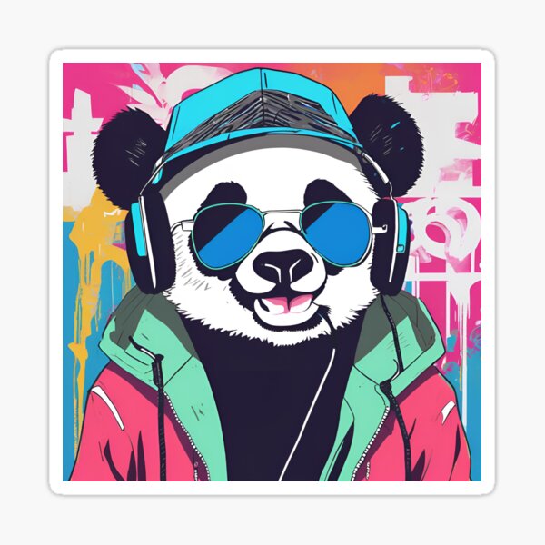 Vista previa del artículo con la obra «Vibraciones de panda de hip hop», diseñado y vendido por MarCreativArt.
