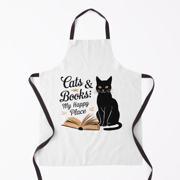Item preview, "Cats & Books: My Happy Place" Black Cat Silhouette - Cat Lovers designed and sold by SparroCreative.