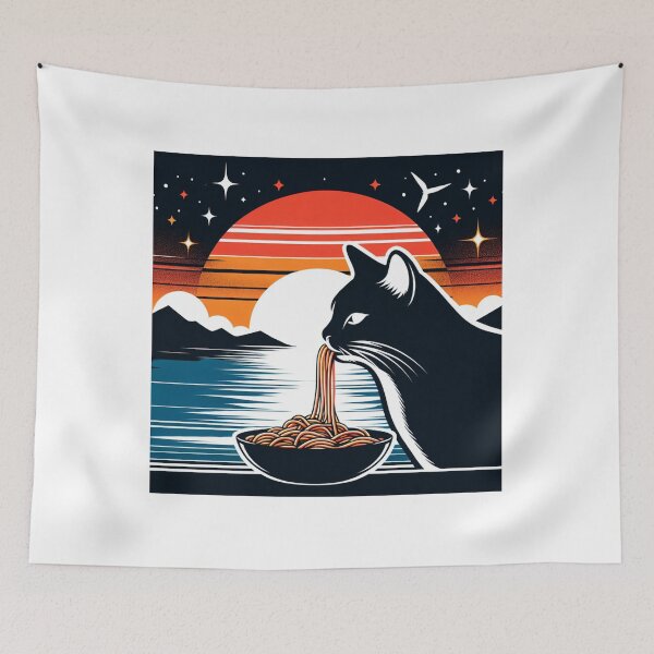 Item preview, A Black Cat Eating Spagetti designed and sold by DSoriaDesign.