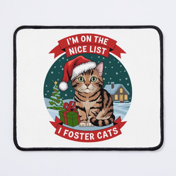 Item preview, I'm on the Nice List I Foster Cats - Christmas designed and sold by Crazy Before Cats.