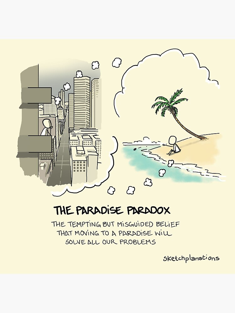 Thumbnail 5 of 5, Coasters (Set of 4), The Paradise Paradox - including text designed and sold by sketchplanator.