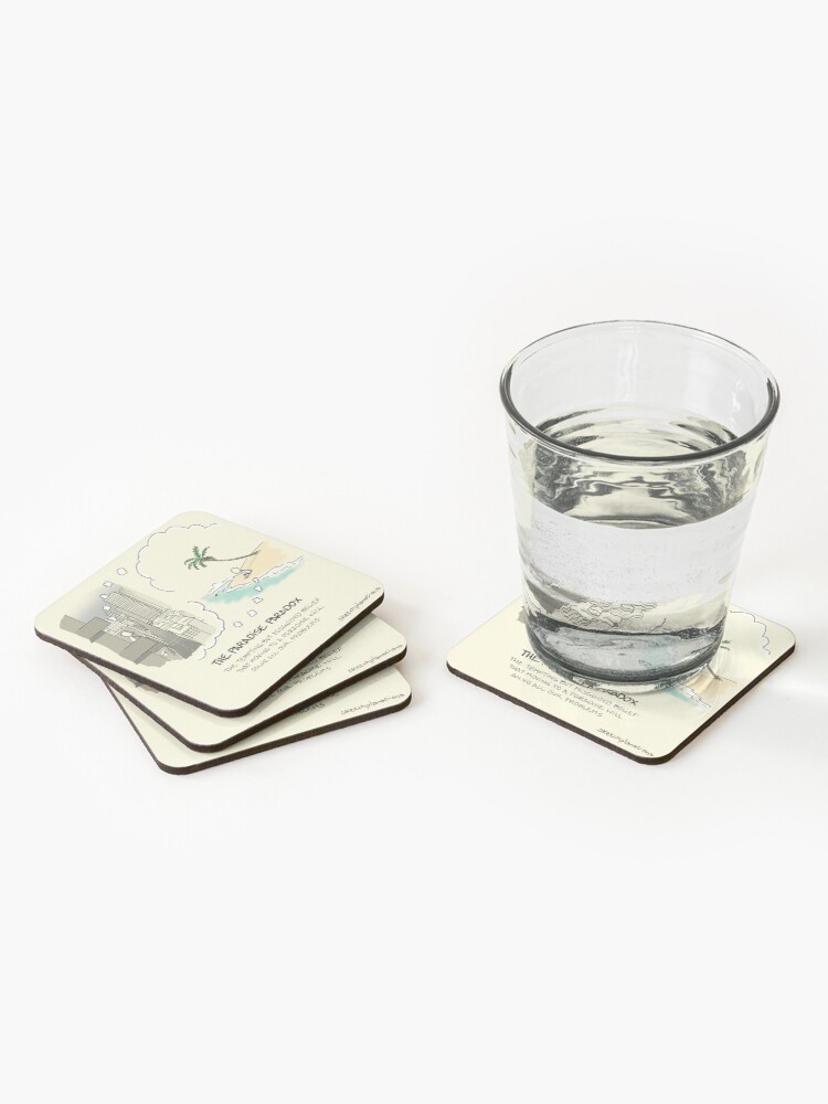 Thumbnail 2 of 5, Coasters (Set of 4), The Paradise Paradox - including text designed and sold by sketchplanator.