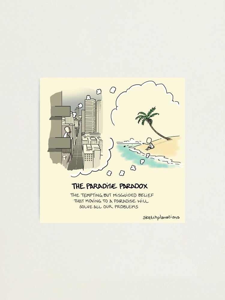 Thumbnail 1 of 3, Photographic Print, The Paradise Paradox - including text designed and sold by sketchplanator.