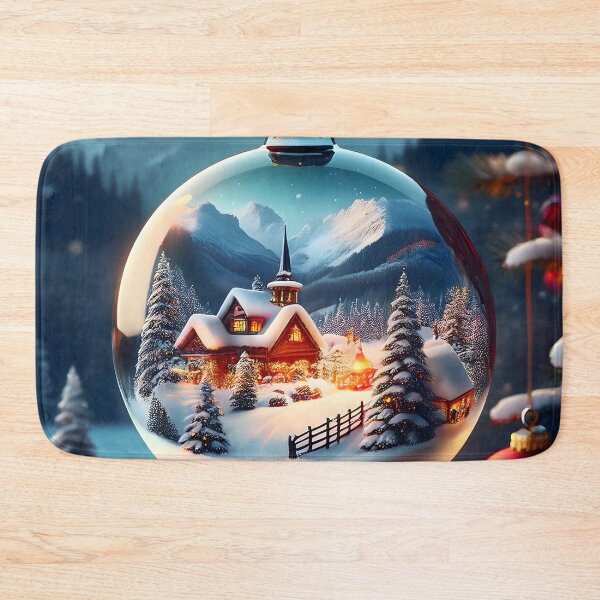 Item preview, Enchanted Snowy Cabin in a Festive Christmas Ornament designed and sold by CoolVisionStd.