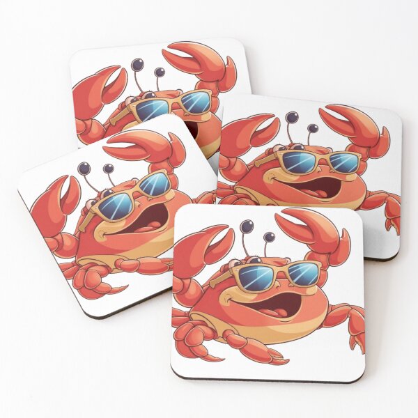 Item preview, Cute Little Red Crab Sticker-Cool and Smiling Red Crab with Sunglasses designed and sold by ArtQueen777.