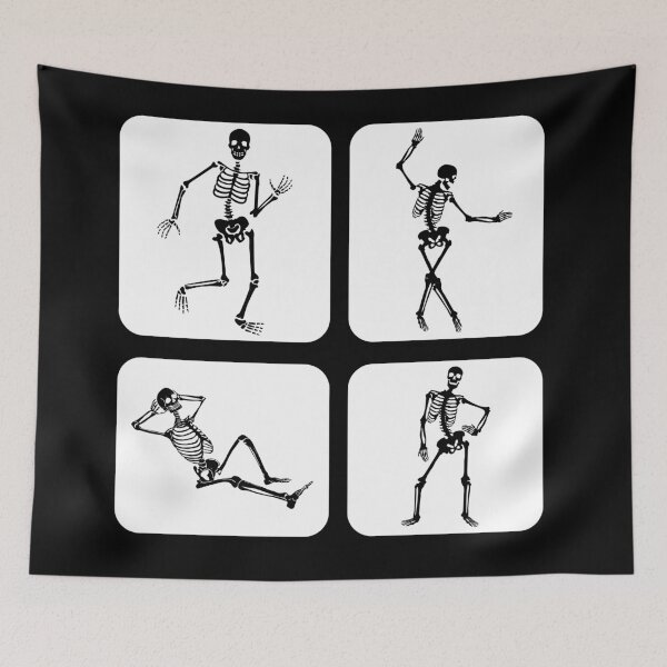 Item preview, Black and White Dancing Skeletons - Fun Skeleton Dance designed and sold by dchom.