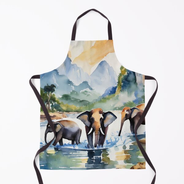 Item preview, Chiang Mai Elephants Thailand Watercolor designed and sold by Magnolia Valley Art.