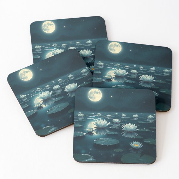 Item preview, river with white lotus flowers designed and sold by melissabeta.