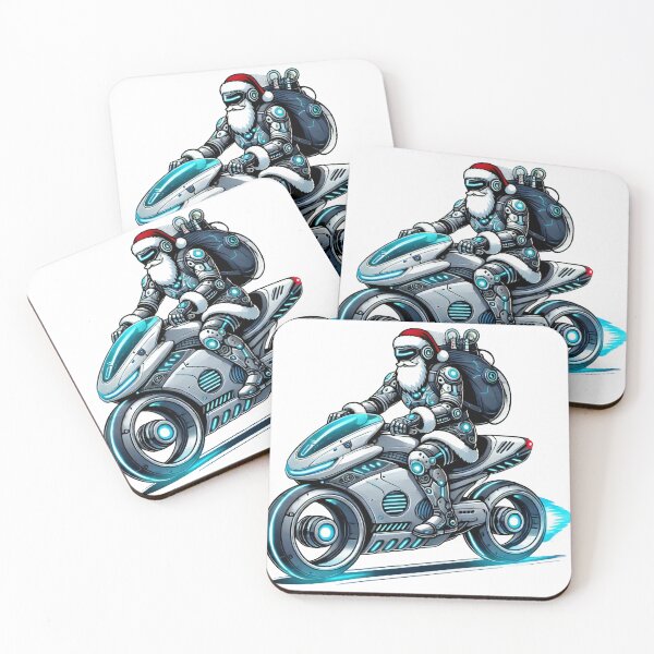 Item preview, Futuristic Santa on High-Tech Motorbike Christmas Art designed and sold by lubushop1.