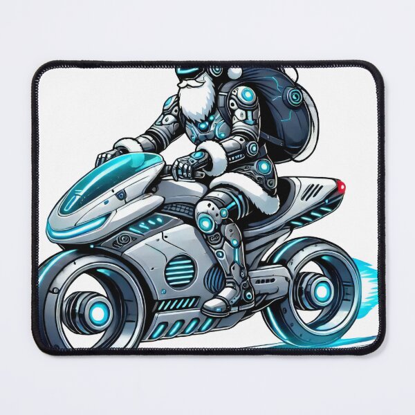 Item preview, Futuristic Santa on High-Tech Motorbike Christmas Art designed and sold by lubushop1.