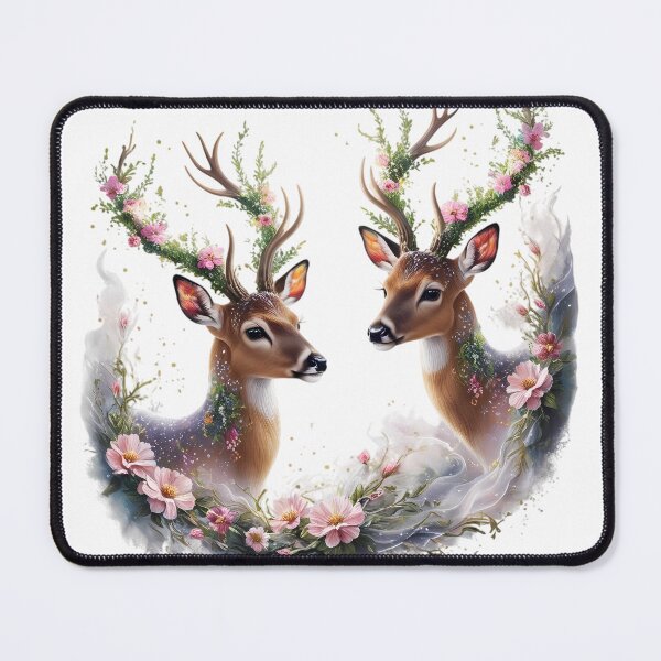 Item preview, Enchanted Forest Twins - Floral Deer Illustration designed and sold by Antoni Bouless.