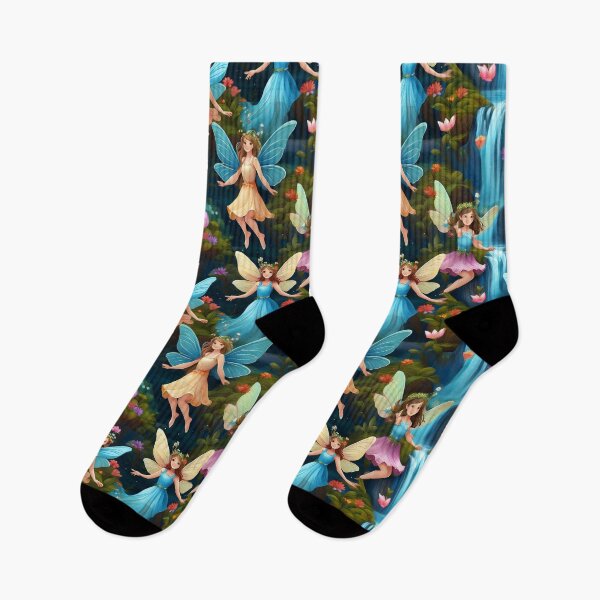 Item preview, Forest Fairies: A woodland pattern with fairies splashing in a hidden waterfall. designed and sold by Grang Art Artistic Designs.