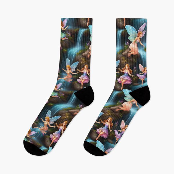 Item preview, Fairy Falls: A whimsical pattern featuring fairies frolicking in a sparkling waterfall, surrounded by lush greenery and vibrant flowers. designed and sold by Grang Art Artistic Designs.