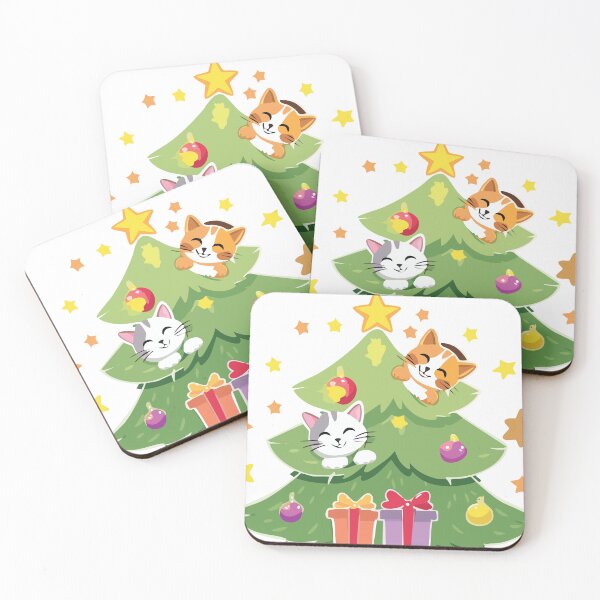 Item preview, Christmas tree with cute cats designed and sold by yul4ik80.