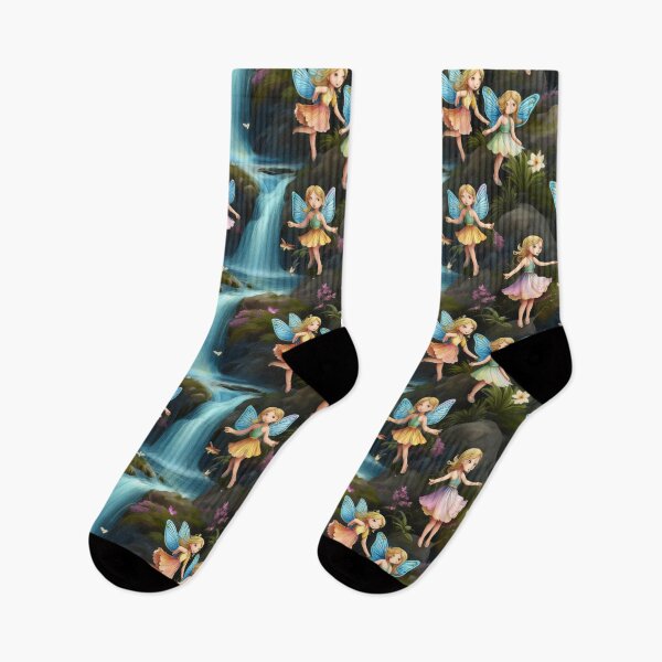 Item preview, Waterfall Wonders: A playful pattern with fairies frolicking in a sparkling waterfall, surrounded by lush greenery and vibrant flowers. designed and sold by Grang Art Artistic Designs.