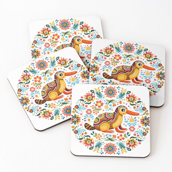 Item preview, Scandinavian Folk Art smiling Platypus designed and sold by FOLK ART FUSION by heidiannemorris.