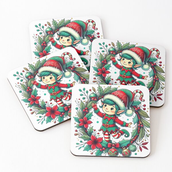 Item preview, Christmas Elf in Festive Wreath Sticker designed and sold by lubushop1.