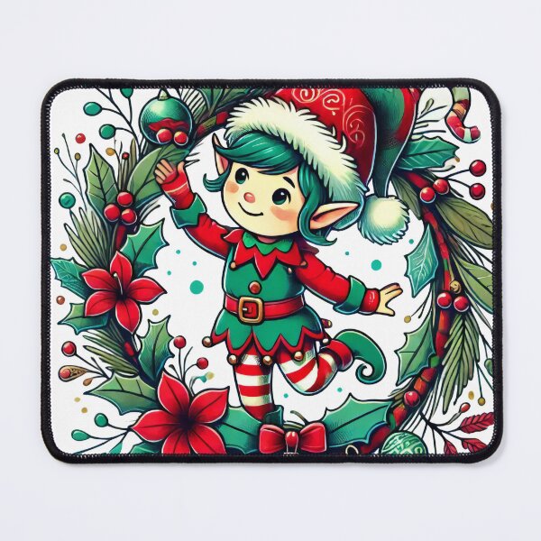 Item preview, Christmas Elf in Festive Wreath Sticker designed and sold by lubushop1.