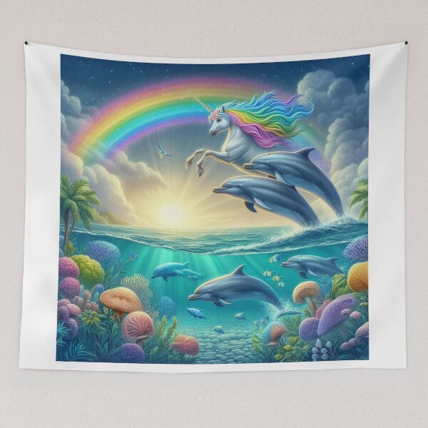 Item preview, Dolphins and unicorn designed and sold by onceifixme.