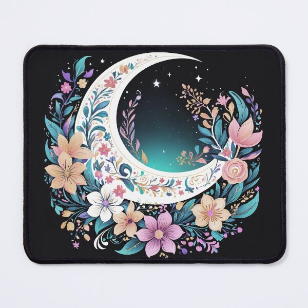 Item preview, Crescent oon adorned with flowers designed and sold by Moonde04.