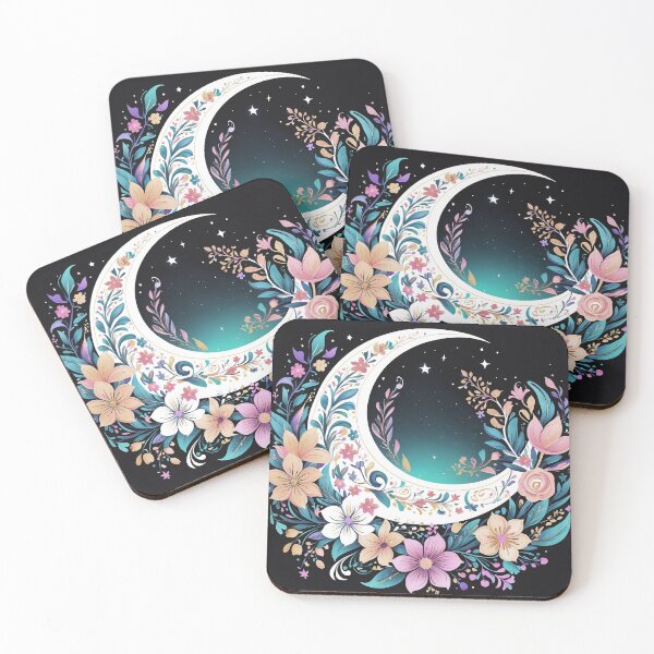 Item preview, Crescent oon adorned with flowers designed and sold by Moonde04.