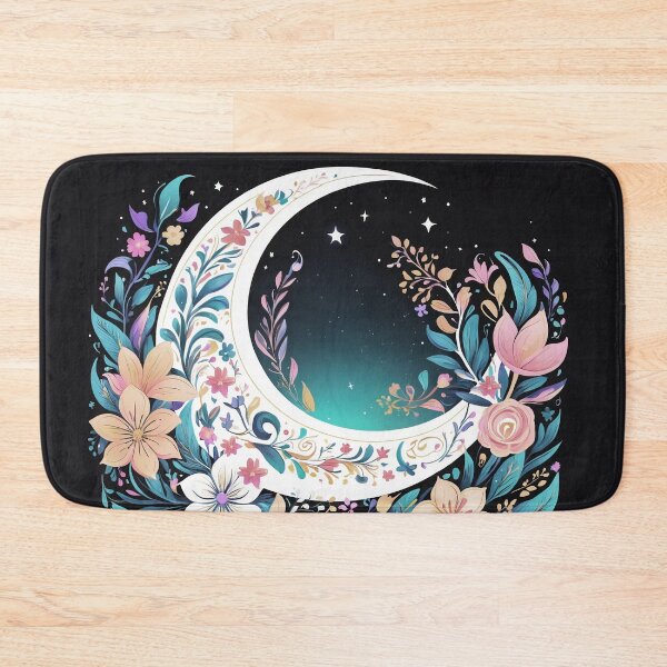 Item preview, Crescent oon adorned with flowers designed and sold by Moonde04.