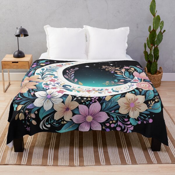 Item preview, Crescent oon adorned with flowers designed and sold by Moonde04.