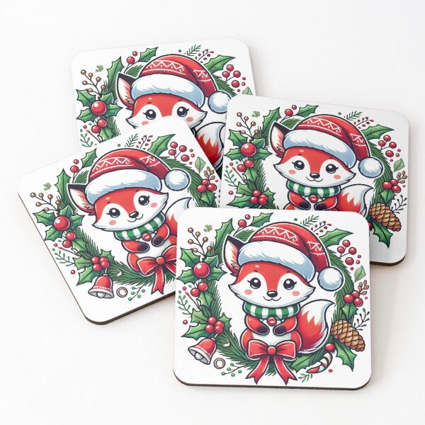 Item preview, Christmas Fox in Holly Wreath Art designed and sold by lubushop1.