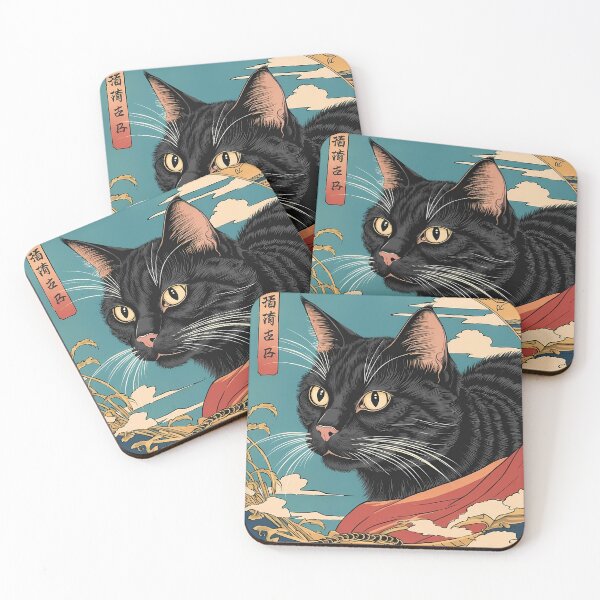 Item preview,   ukiyo-e BLACK CAT JAPANESE traditional artwork drawing designed and sold by Catophile.