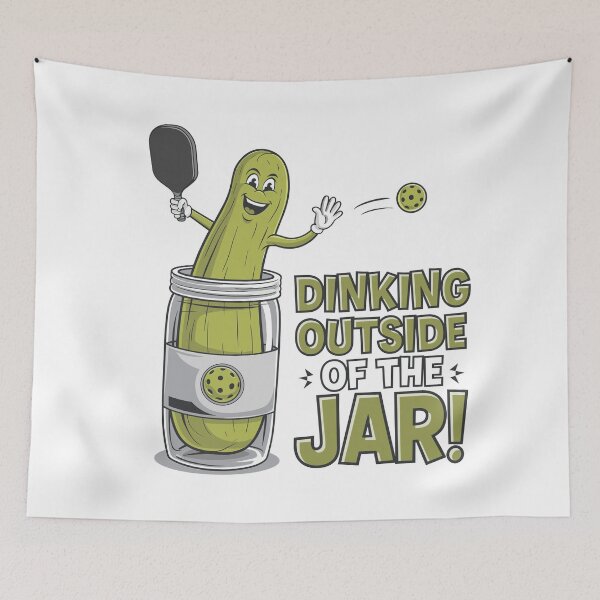 Artikelvorschau, Außerhalb des Glases essen! Pickleball Pickle Cartoon entworfen und verkauft von JPees.