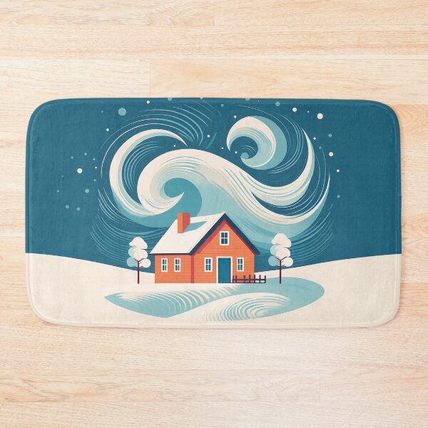 Item preview, A cozy winter design with a small red house nestled in a snowy landscape. designed and sold by HEMRO.