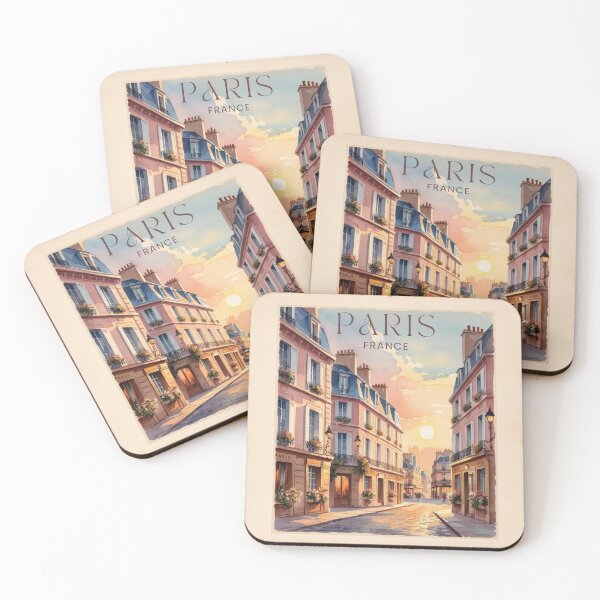 Item preview, Vintage Paris Sunset Street Scene Travel Poster designed and sold by Heritage Print Co.