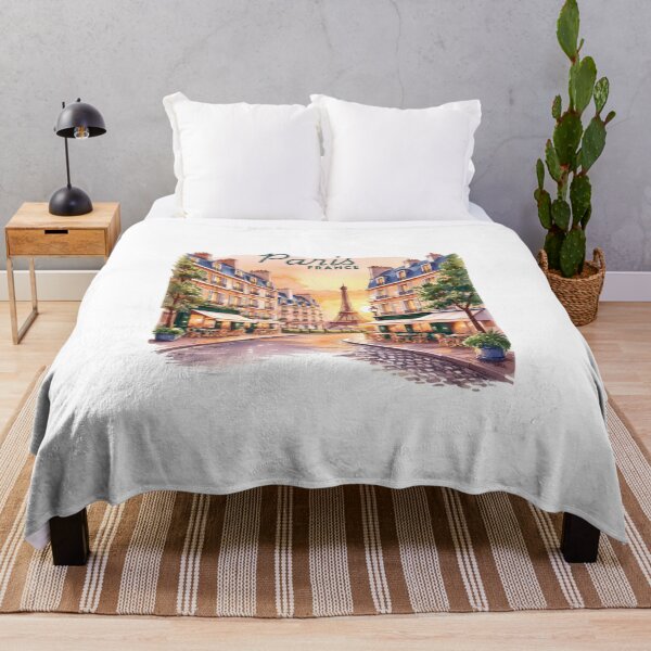 Item preview, Sunset in Paris: Vintage Watercolor Travel Poster of Charming French Street Café designed and sold by Heritage Print Co.