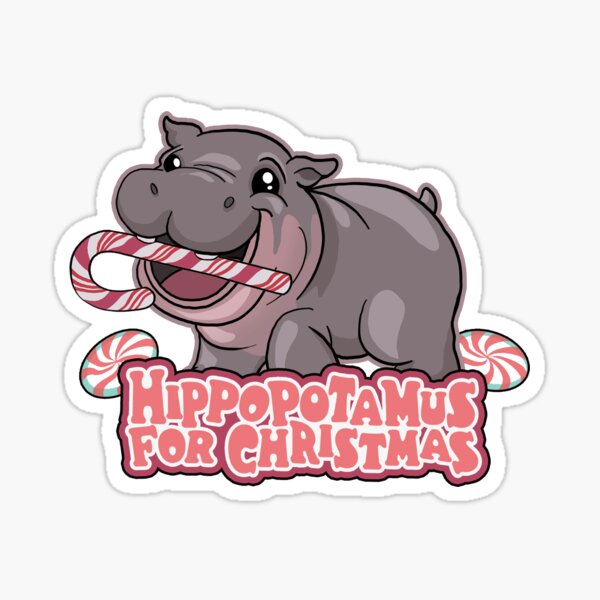 Hippopotamus for Christmas Sticker