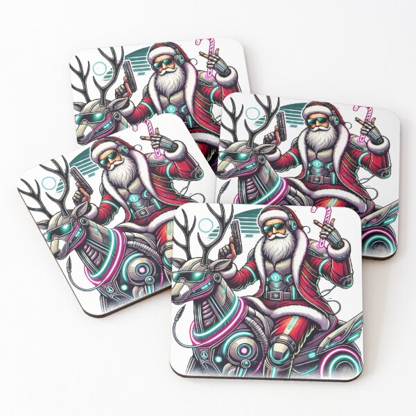 Item preview, Cyberpunk Santa Riding Neon Reindeer Christmas Art designed and sold by lubushop1.